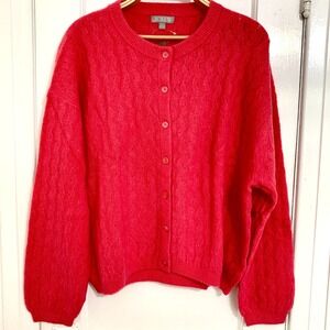 J.Crew / Supersoft Pointelle Bubble-Hem Alpaca Pink Cardigan NWT  / Size XL